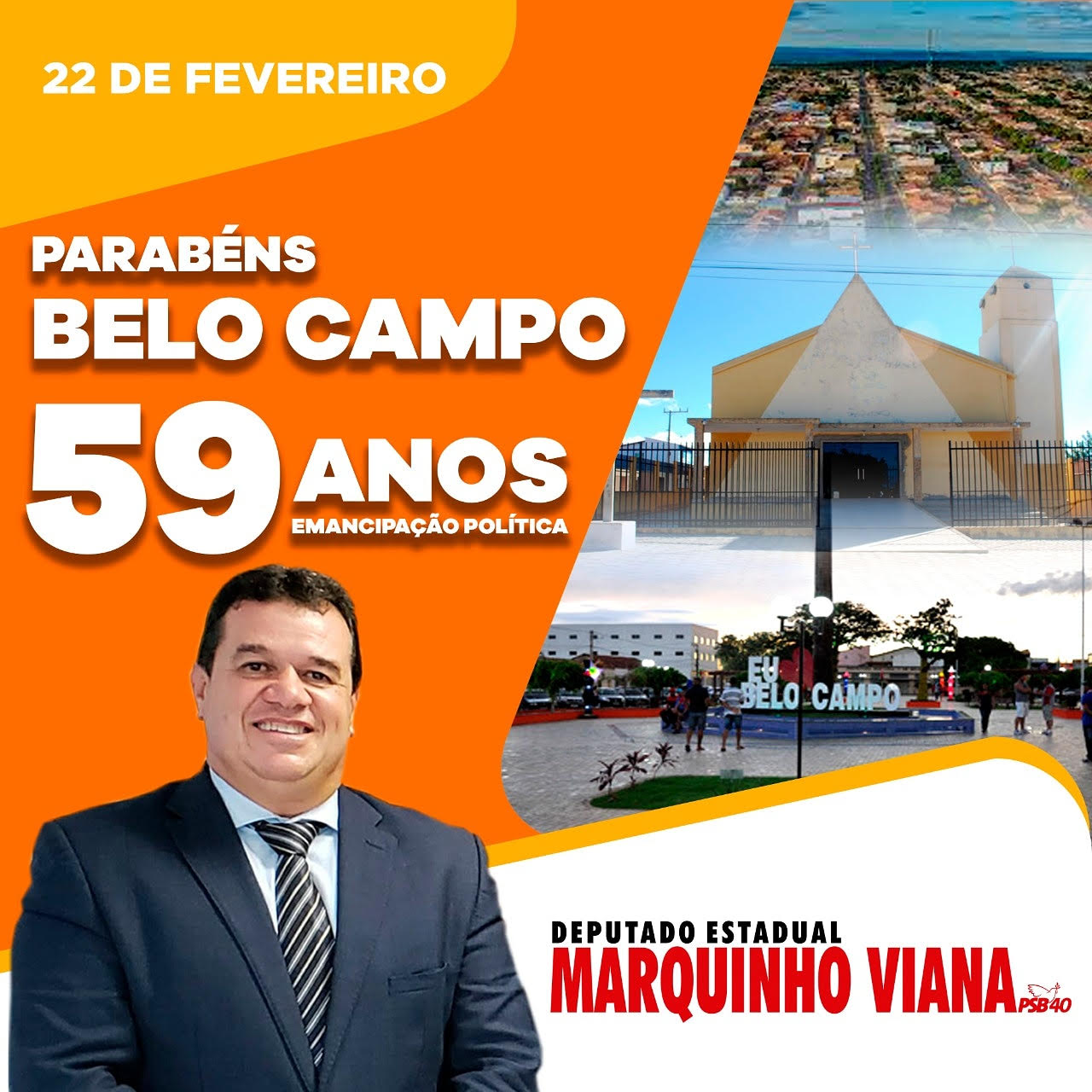 24/02: Deputado Marquinho Viana parabeniza Belo Campo pelos 59 anos de emancipação política