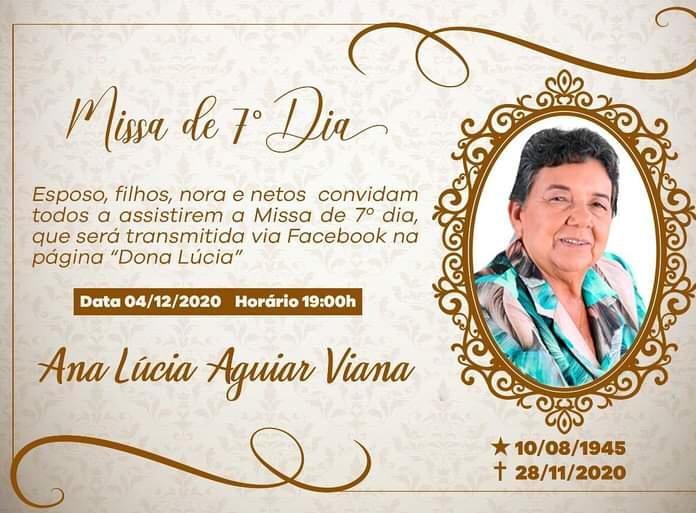 04/12: Deputado Marquinho Viana  convida para a Missa de Sétimo Dia, online, de Dona Lúcia