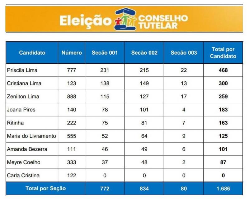 RESULTADO ELEIÇÕES DO CONSELHO TUTELAR EM DOM BASÍLIO